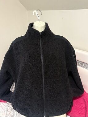 Xersion Black Teddy Sherpa Zip Jacket